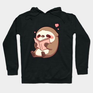 Adorable Kawaii Sloth Reading a Book Hoodie